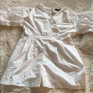 Chic White Puff Sleeve Romper